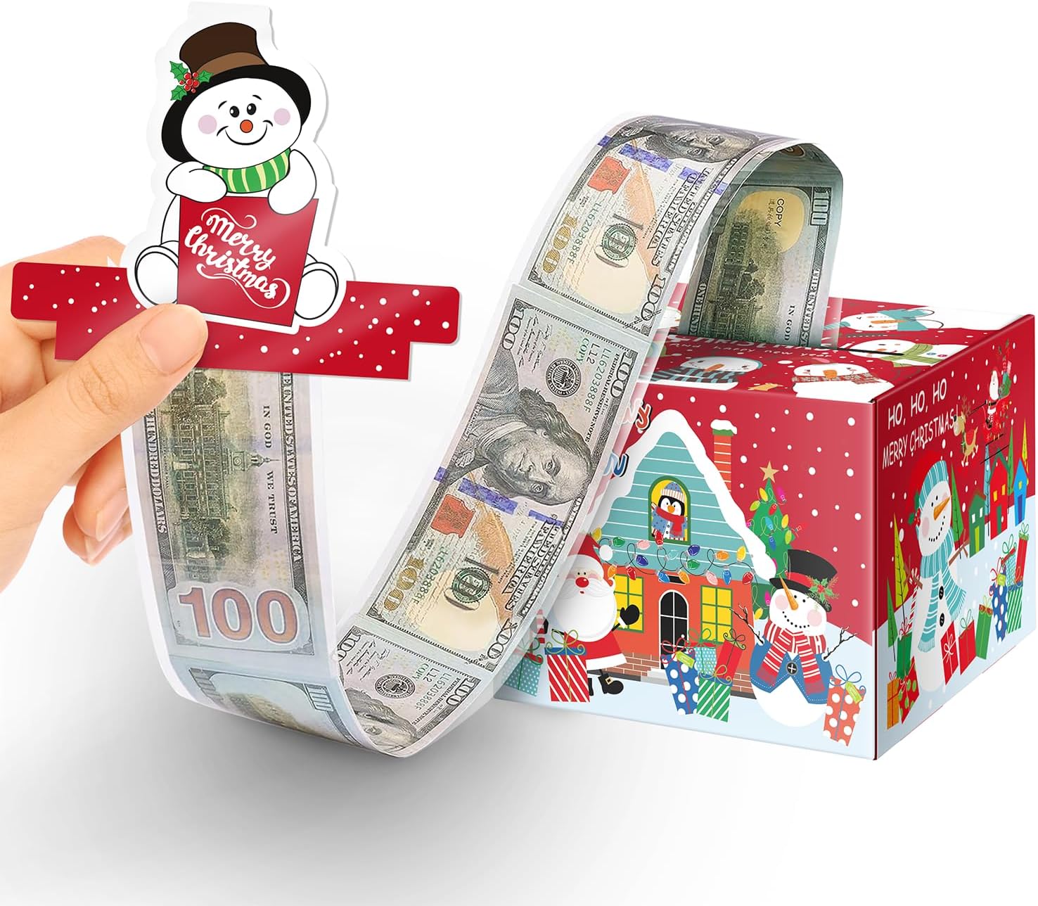 Christmas Money Pull Box - Santa Tree Cash Gift Holder For Party Surprise DIY Pull-Out Money Box