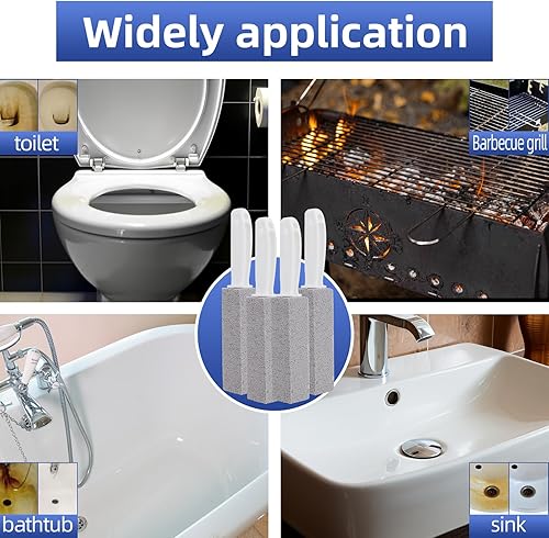 Miniatura 5 de Paquete de 4 piedras pómez con asa, piedra pómez para limpieza de inodoros, bañeras, parrillas, piscinas, fregaderos