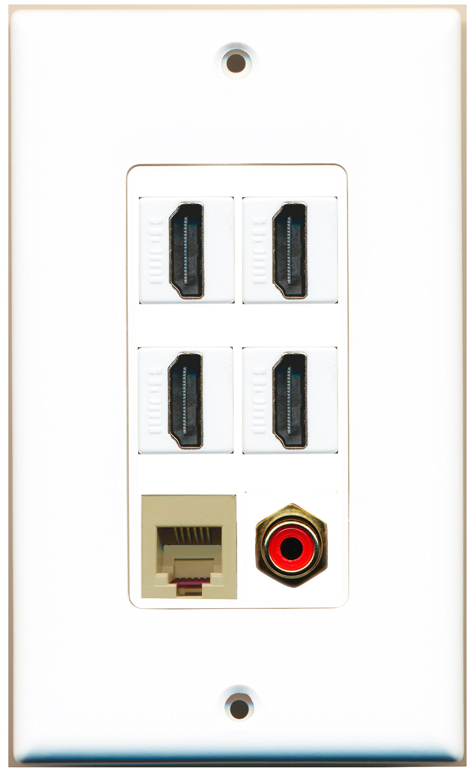 RiteAV – 4 Port HDMI 1 RCA rot 1 Telefon RJ11 RJ12 beige Wall Plate Dekorative