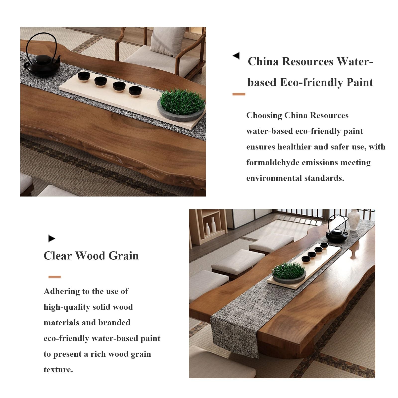Tavolo da tè giapponese in legno massello tatami, tavolo basso per meditazione, tavolo da pavimento versatile per soggiorno e spazi creativi