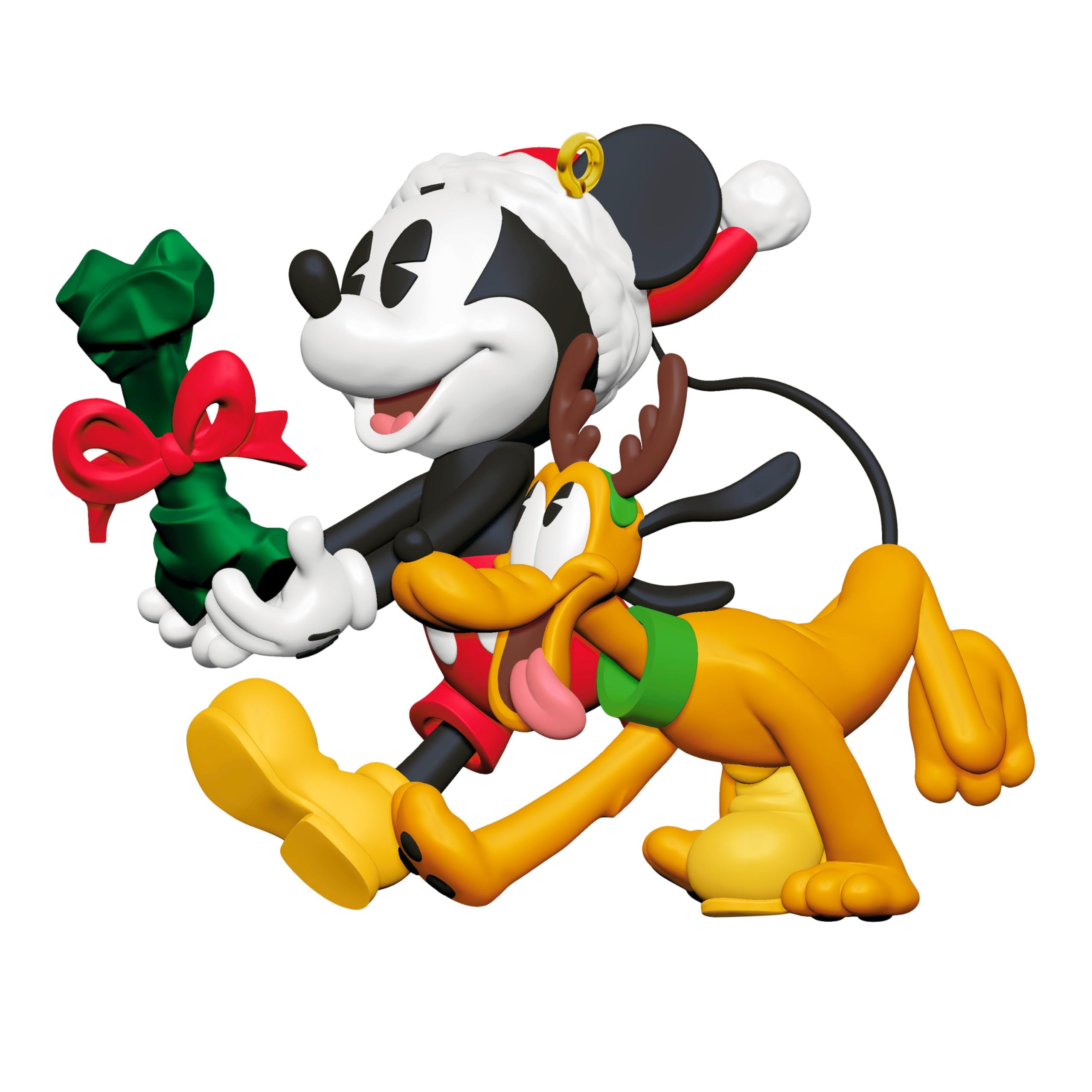 Hallmark Multicoloured Mickey Mouse & Pluto With Bone Keepsake Hanging Ornament, Tree Decoration, Disney, Christmas, Orange, Black, White