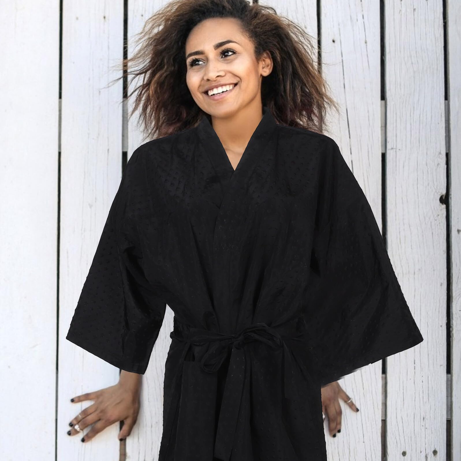 Prendas para Peluquería para Clientes Estilo Kimono con Lazo para Cortes de Pelo y Teñidos en Salones de Belleza