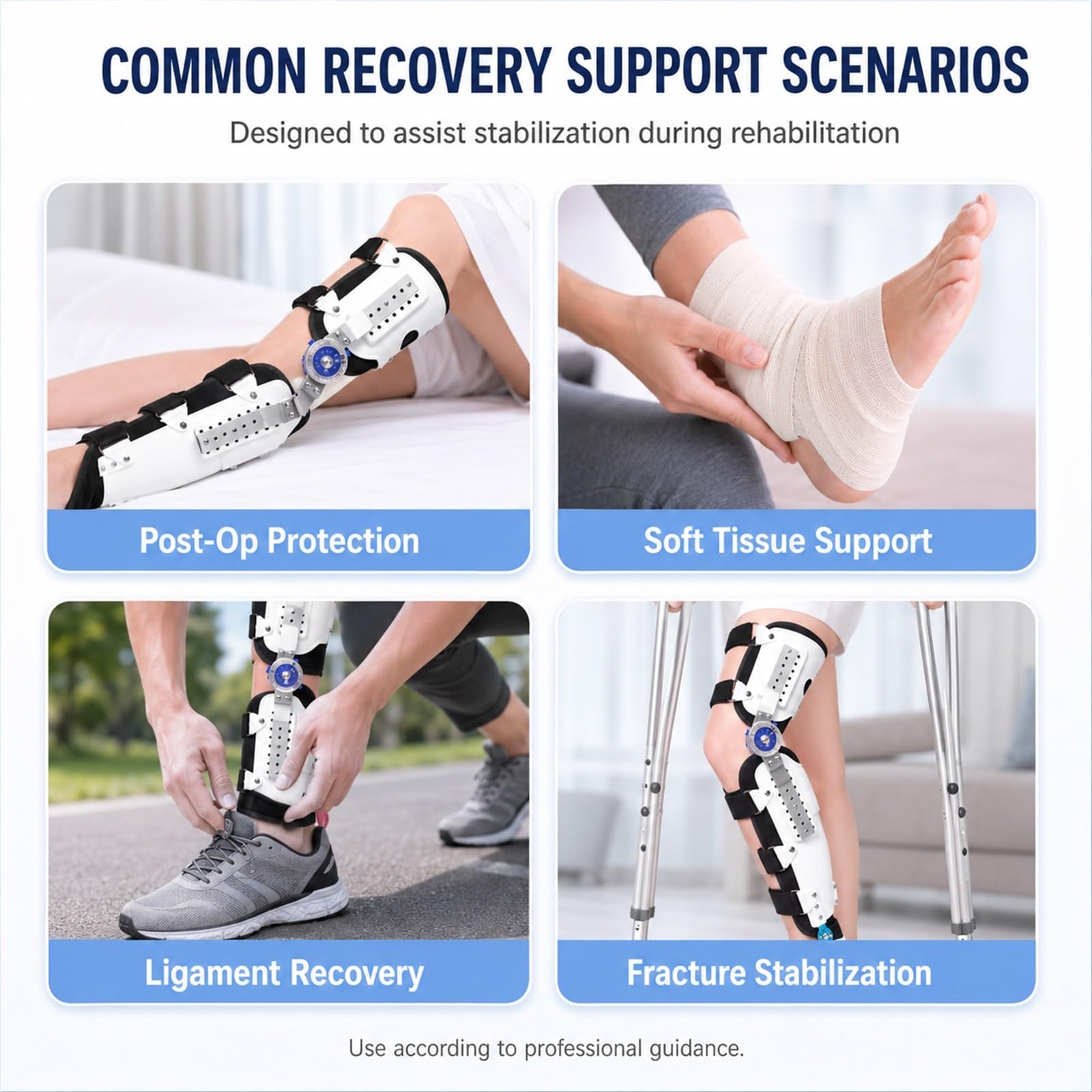 Tutore Ginocchio Post Operatorio Immobilizzatore Regolabile Supporto Stabilizzatore per Legamenti LCA Menisco e Riabilitazione Ortopedica Professionale Unisex(Giusto)