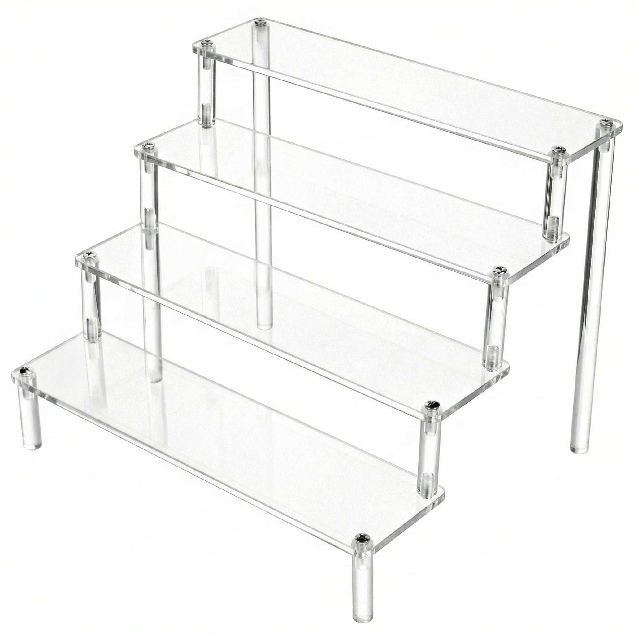 QWORK® 4 Tier Clear Acrylic Display Stand, 30x25x20cm, 4mm Thickened Board, Acrylic Retail Riser for Pop Figures, Cupcake, Dessert, Perfume, Nail Polish, Condiment