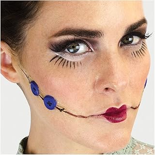 Loftus International Deluxe Broken Doll Scars with Buttons Complete 8Pc Makeup Kit, Red Maroon Black Novelty Item