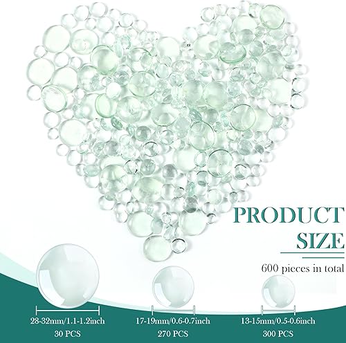 Vista 15 de Honeydak 300 unidades de canicas de vidrio plano para jarrones, guijarros de vidrio, piedras florales para pecera, para jarrones, mesa, dispersos