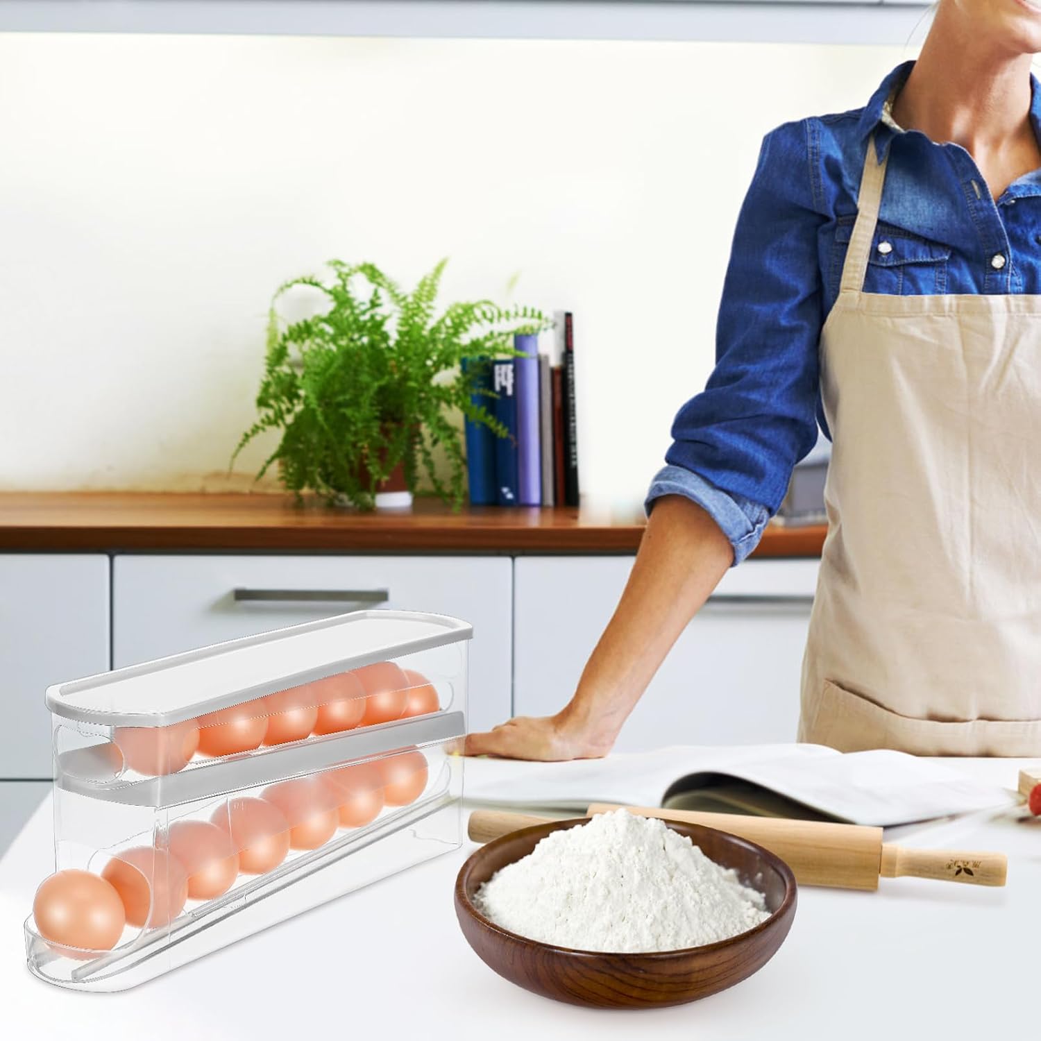 Cabilock Fridge Dispenser Automatic Rolling Feature Holder for Refrigerator for Kitchen Pantry and Easy to Clean