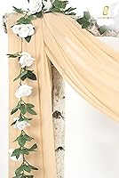 Vista 97 de Tela para envolver arco de boda, 4 paneles de 28 x 20 pies, cortinas de arco de boda rosa para ceremonia, cortinas de tela de gasa para cenador