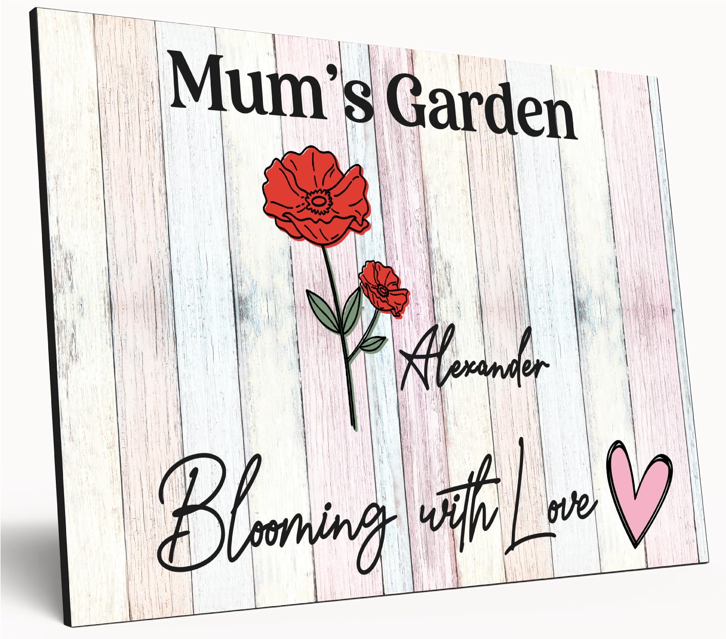 Personalised Birth Month Flower Sign Grandma's Garden Custom A4 Wooden Wall Art Rustic Garden Design Watercolour Custom Plaque for Mums