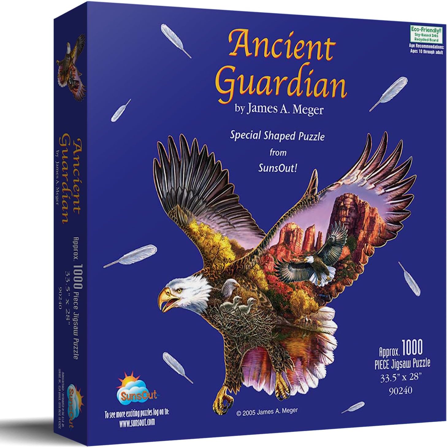 SUNSOUT INC - Ancient Guardian - 1000 pc Special Shape Jigsaw Puzzle by Artist: James Meger - Finished Size 28" x 35.5" Birds - MPN# 90240