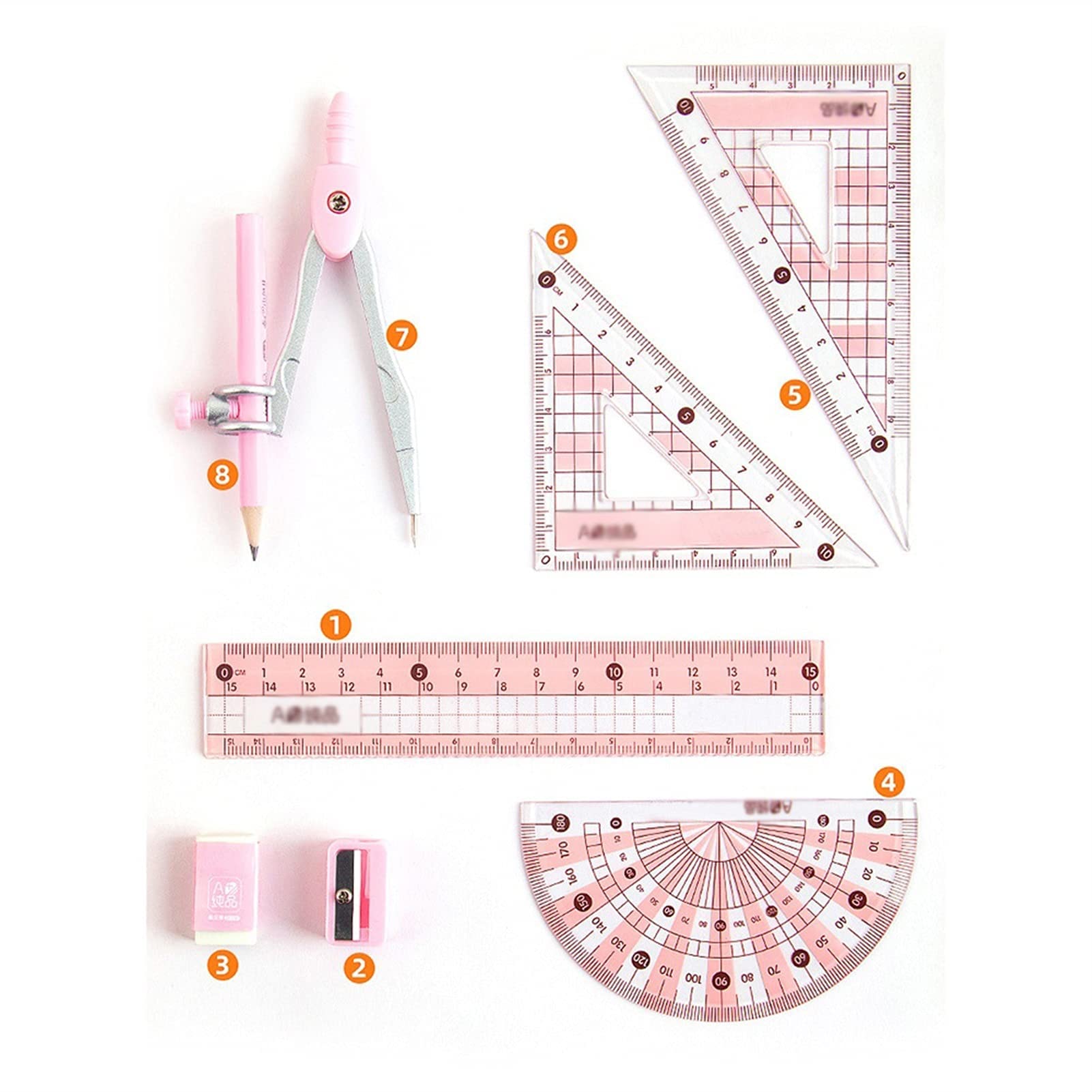 Mathe-Set, Winkelmesser-Set, Mathe-Kompass, Eisenverpackung, Zirkel, Lineal, Schreibwaren-Set, Mathematik-Geometrie-Werkzeuge for Schüler for Zeichnen, Schulbürobedarf, Geometrie-Set (Farbe: Blau) ( C