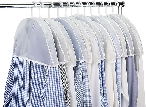 Lillian Vernon Frosted Vinyl Coat, Suit Shirt & Dress Shoulder Covers- Wardrobe Protection, 22" x 8" set of 12 2 inch Gusset, Closet Organization Storage