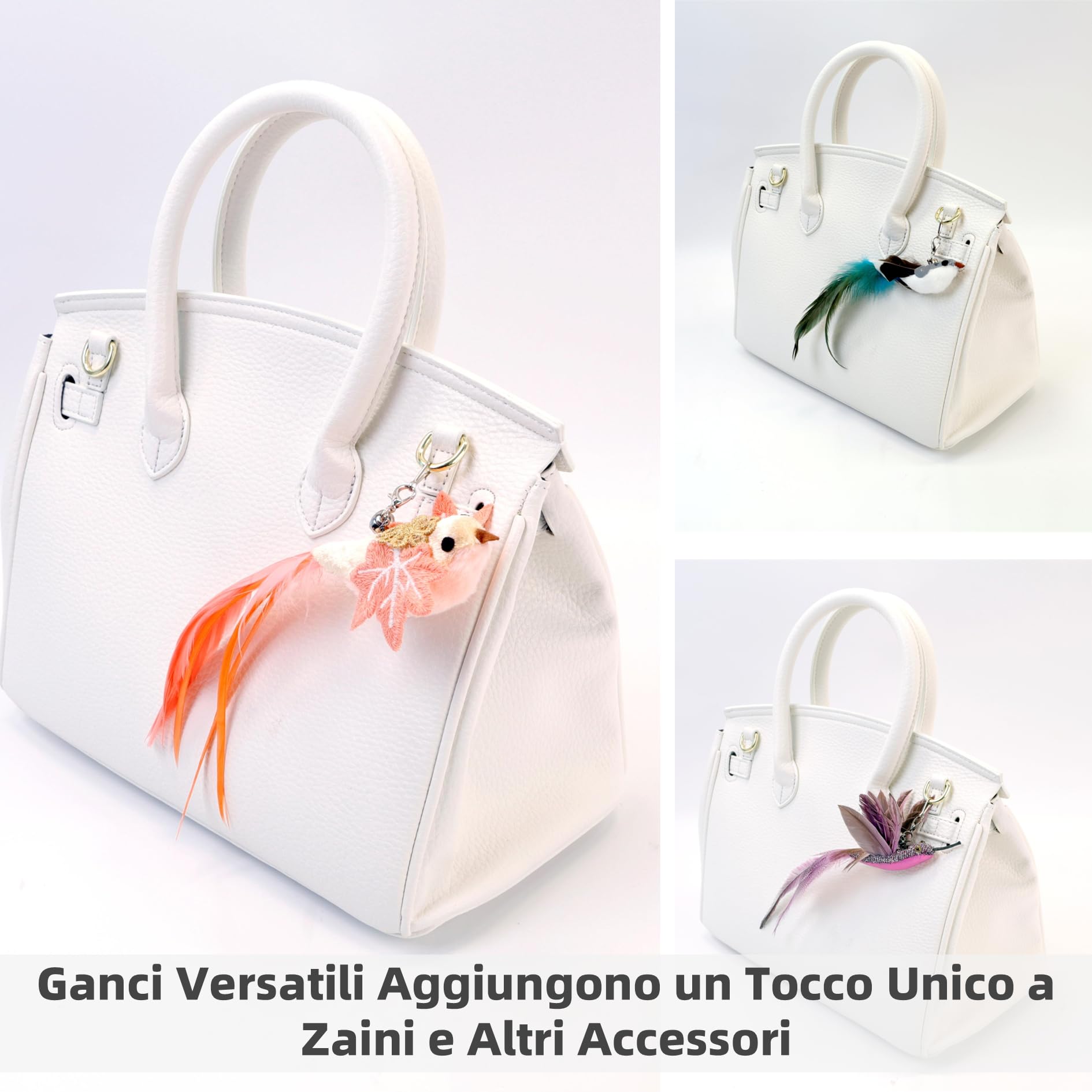 11 Pezzi Piume Uccelli Naturali per Bacchetta Gioco Gatto, Giocattolo Interattivo con Campanellini, Accessori e Testine di Ricambio per Gatti, Regalo per Cuccioli e Gattini