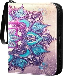 Kigai Mandela Pattern Trading Card Binder with Sleeves PU Leather Holds 400 Cards,Double Sided Trading Card Folder with Zipper Collection Binder Album Book Case for Boys Girls