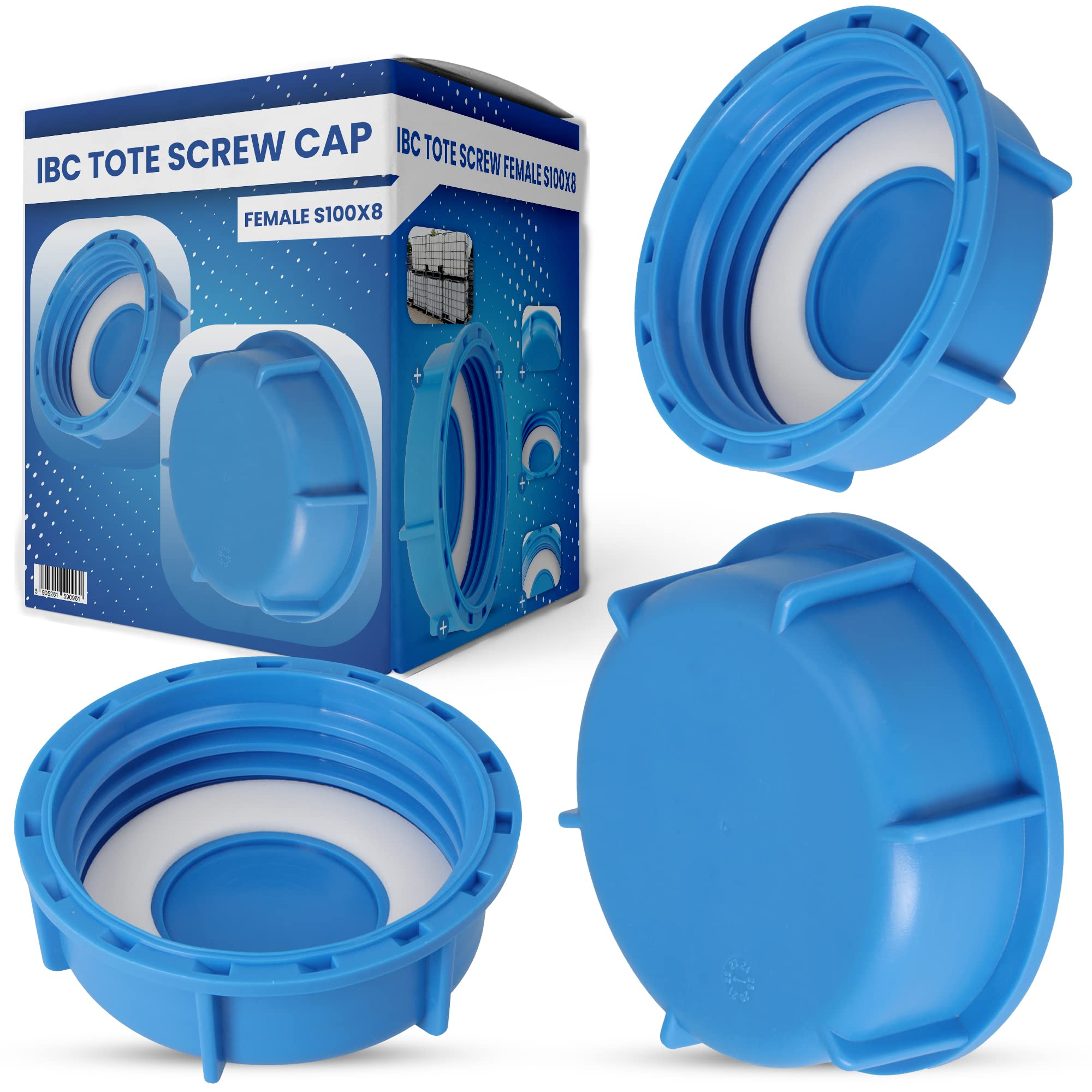 QWORK IBC Tank-Abdeckung – 15,2 Cm, Auslaufsichere Kappe Mit Dichtung, Aus HDPE, Für Chemische & Lebensmittellagerung
