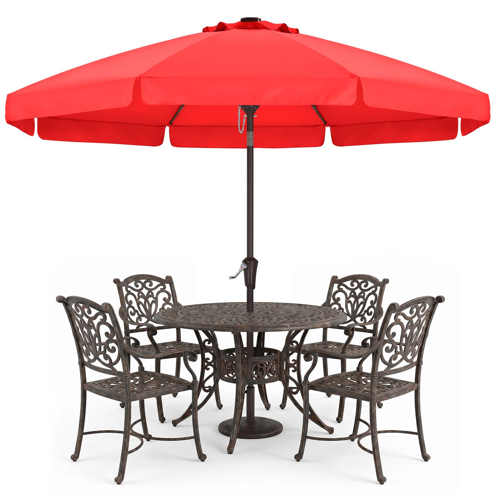 ABCCANOPY 9ft Scalloped Patio Umbrella, Outdoor Table Umbrella with Tilt and Crank, Fiberglass Ribs Deck Umbrella for Patio, Pool, Garden, Picnic (Red) : Patio, Lawn & Garden