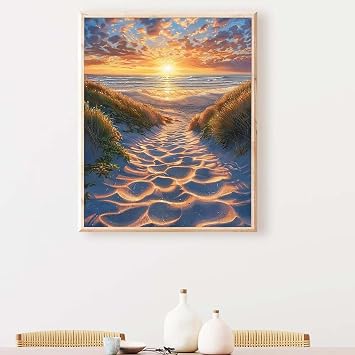 Landscape Diamond Painting Blue Diamond Painting Kits for Adults, 5D DIY Full Round Drill Gem Art for Beginner Mosaic Kits for Adults Rhinestone Crystal Art for Home Decor, Gift 32x40 Inch PJY9 7-8