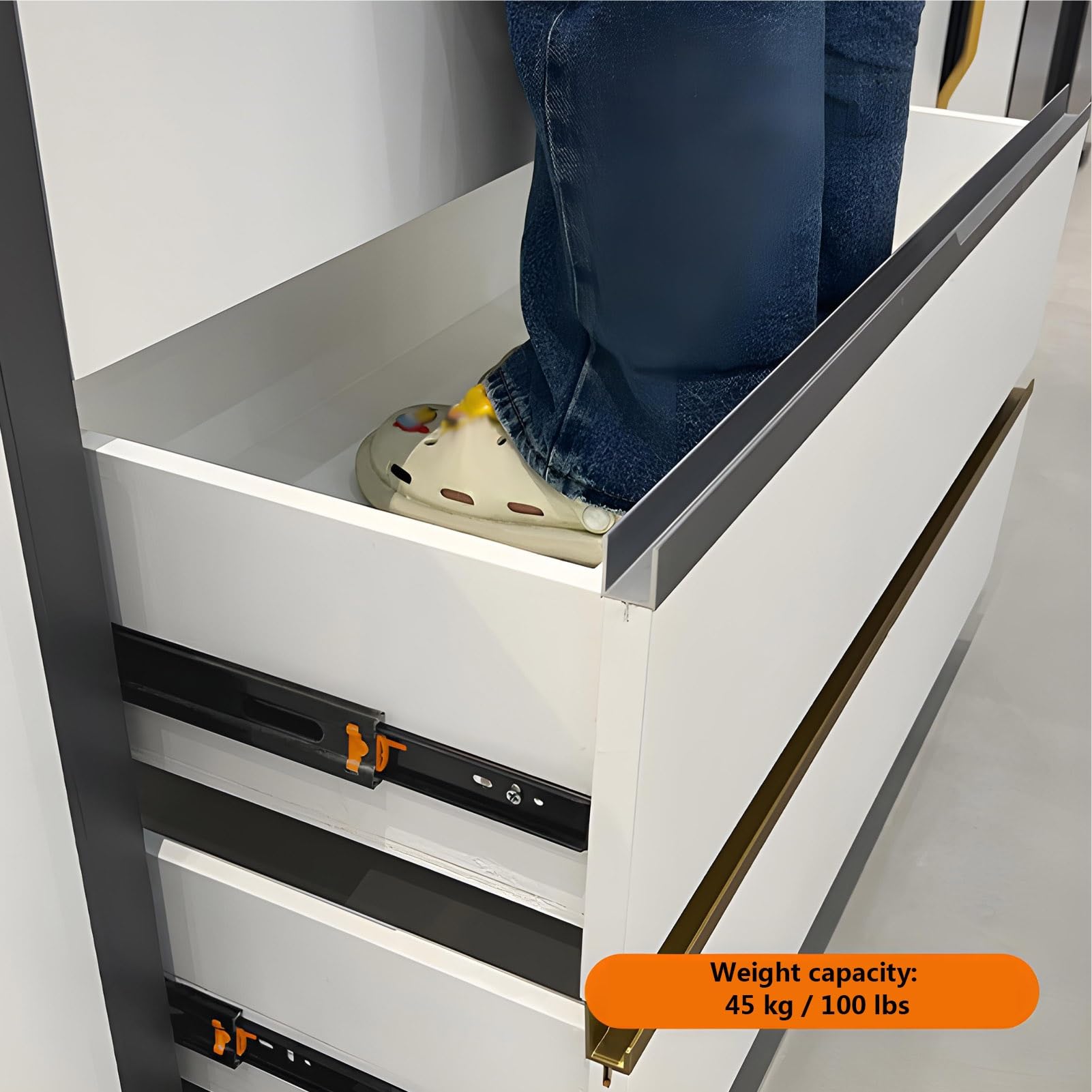Wytrzymałe Prowadnice do Szuflad z Cichym Domykaniem, Nośność 45 kg, Metalowe Szyny 250 300 350 400 450 500 mm(20in (500mm))