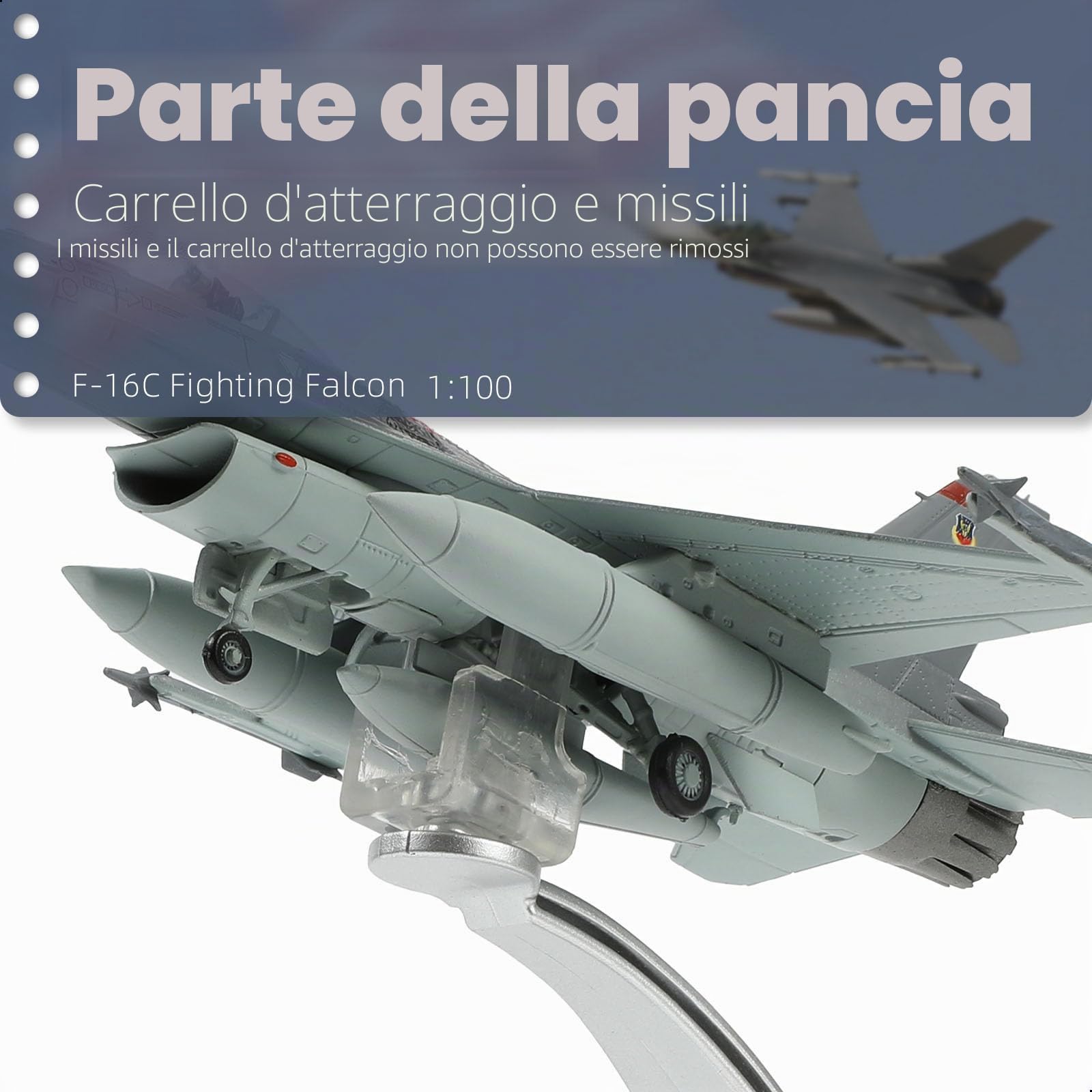 NUOTIE 1/100 F-16C Fighting Falcon Modello da Caccia in Metallo Pressofuso Kit di Aerei da Caccia Modello di Aereo da Caccia Aereo Militare per Collezione e Regalo