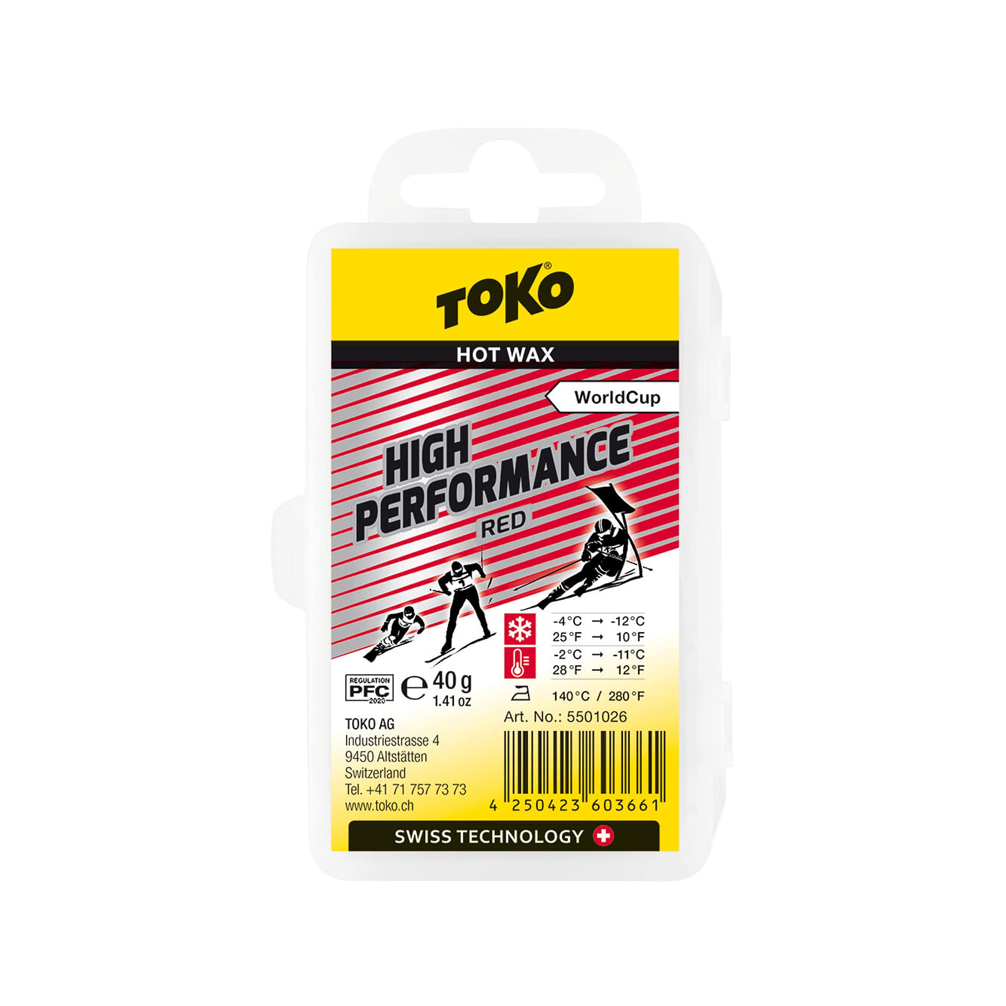 TOKO Skiwachs High Performance, Größe:40 g, Farbe:red -4 °C - -12 °C