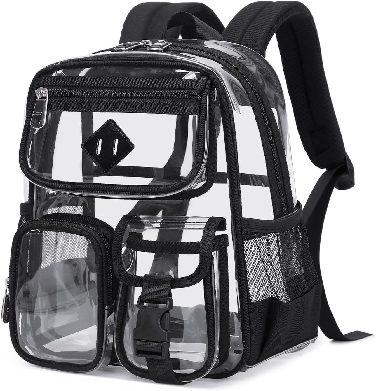 Mini Clear Backpack for Stadium Events, Small Clear Bag for Child for Festival Concert,Black(Not Fits School)