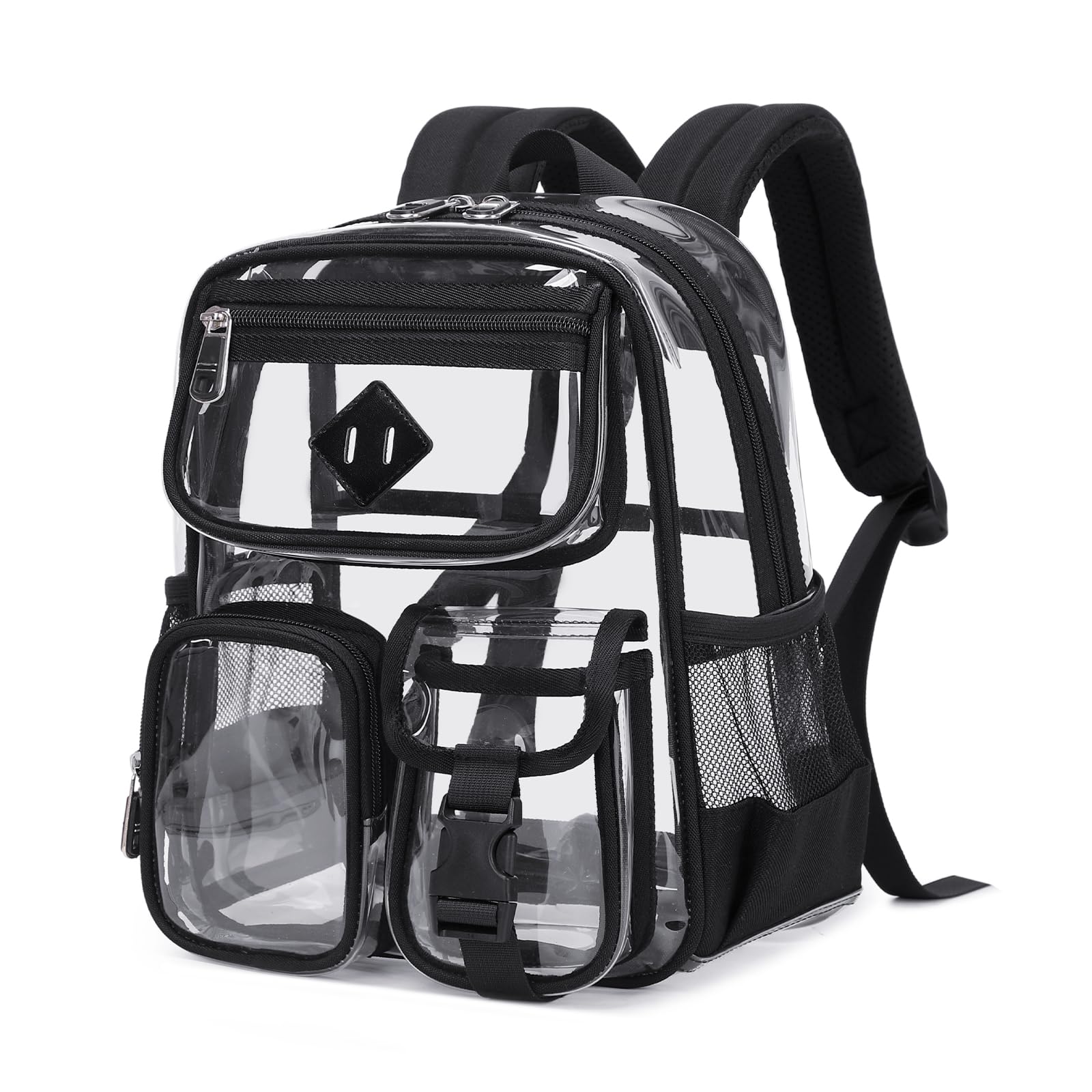 PIG PIG GIRL Mini Clear Backpack for Stadium Events, Small Clear Bag for Child for Festival Concert,Black(Not Fits School)