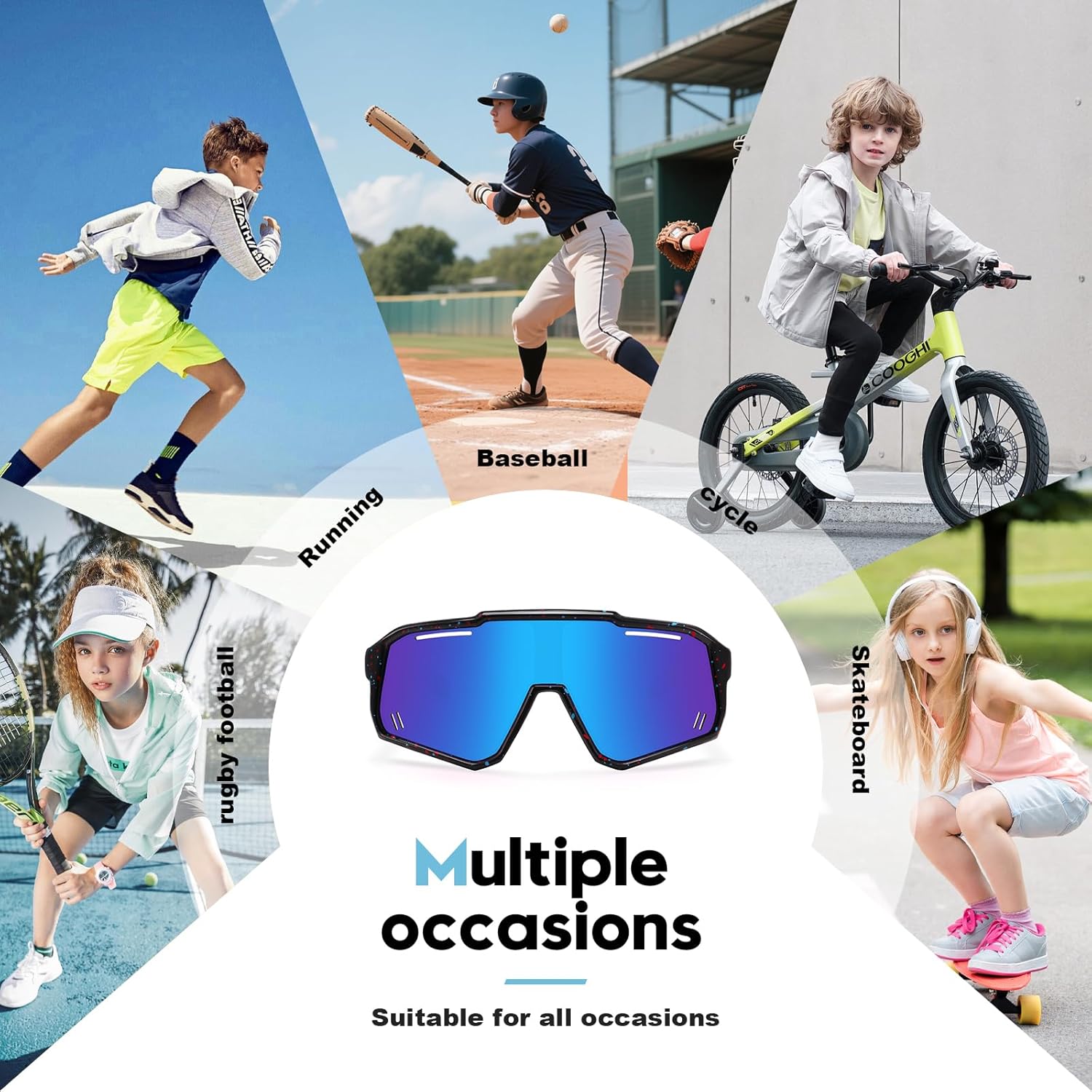 Kids Youth Polarized Sports Sunglasses for 3-12 Girls Boys UV400 for Baseball and Biking Tennis other Outdoor Goggles - Image 6