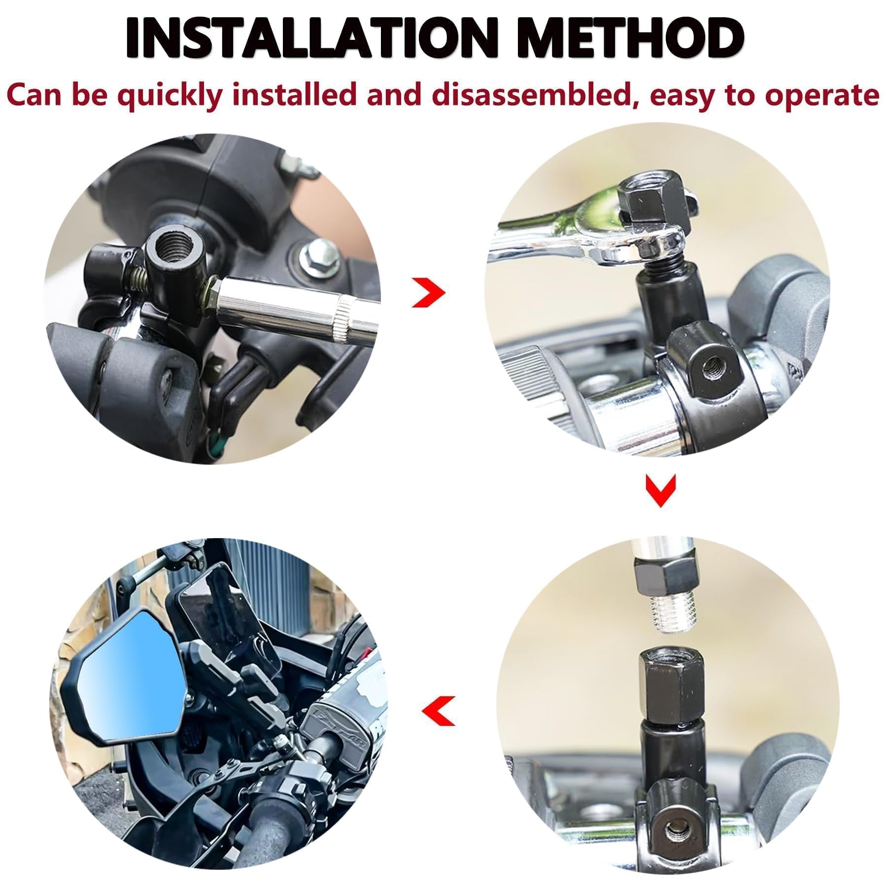 7/8" 22mm Motorcycle Side Mirror, Bar End Rearview Mirror For Motorbike Scooter Cafe Racer Mirror (Black