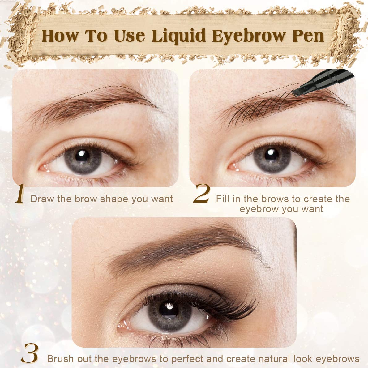 2 Pack Eyebrow Pencil Kit, Microblading Eyebrow Pen Waterproof Liquid Eyebrow Pencil with a Micro-Fork Tip Applicator, Professional Eyebrow Pencils Makeup Brow Kit with Dual Ends, Eyebrow Brush Brown