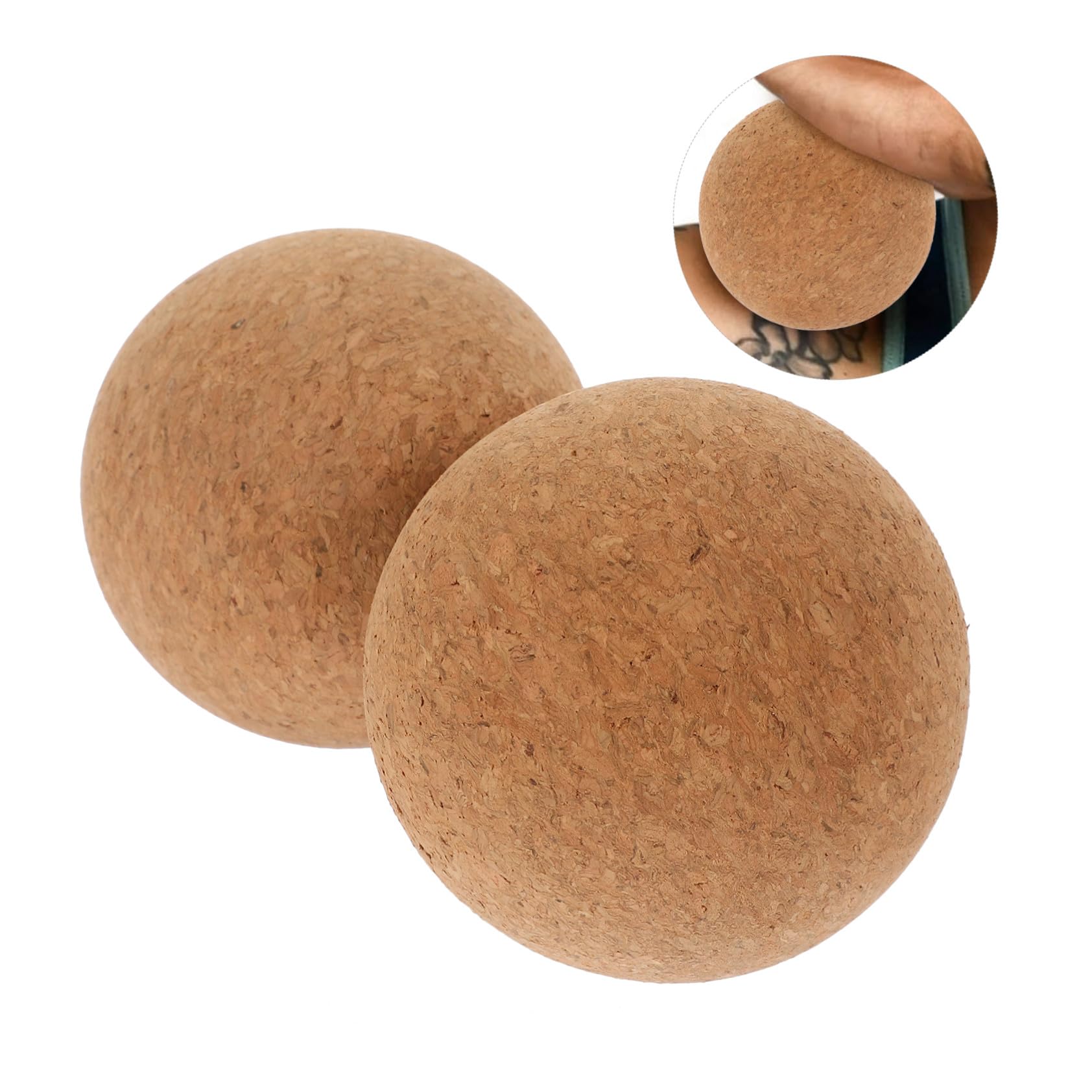 Yardenfun Balle de Massage en Liège 2pcs, Fatigue Musculaire et Détente, Accessoire Yoga Pratique pour Pieds et Doigts Avant la Salle de Sport la Maison