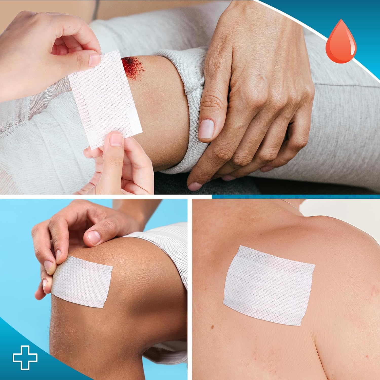 Colingmill 150 Pcs Non-stick Pads with Adhesive Tabs Easy Removal Breathable Gauze Pads 2" x 3" Non-adhesive Wound Dressing Highly Absorbent Gauze Bandages for Wounds Individually Packaged(2 x 3 Inch)