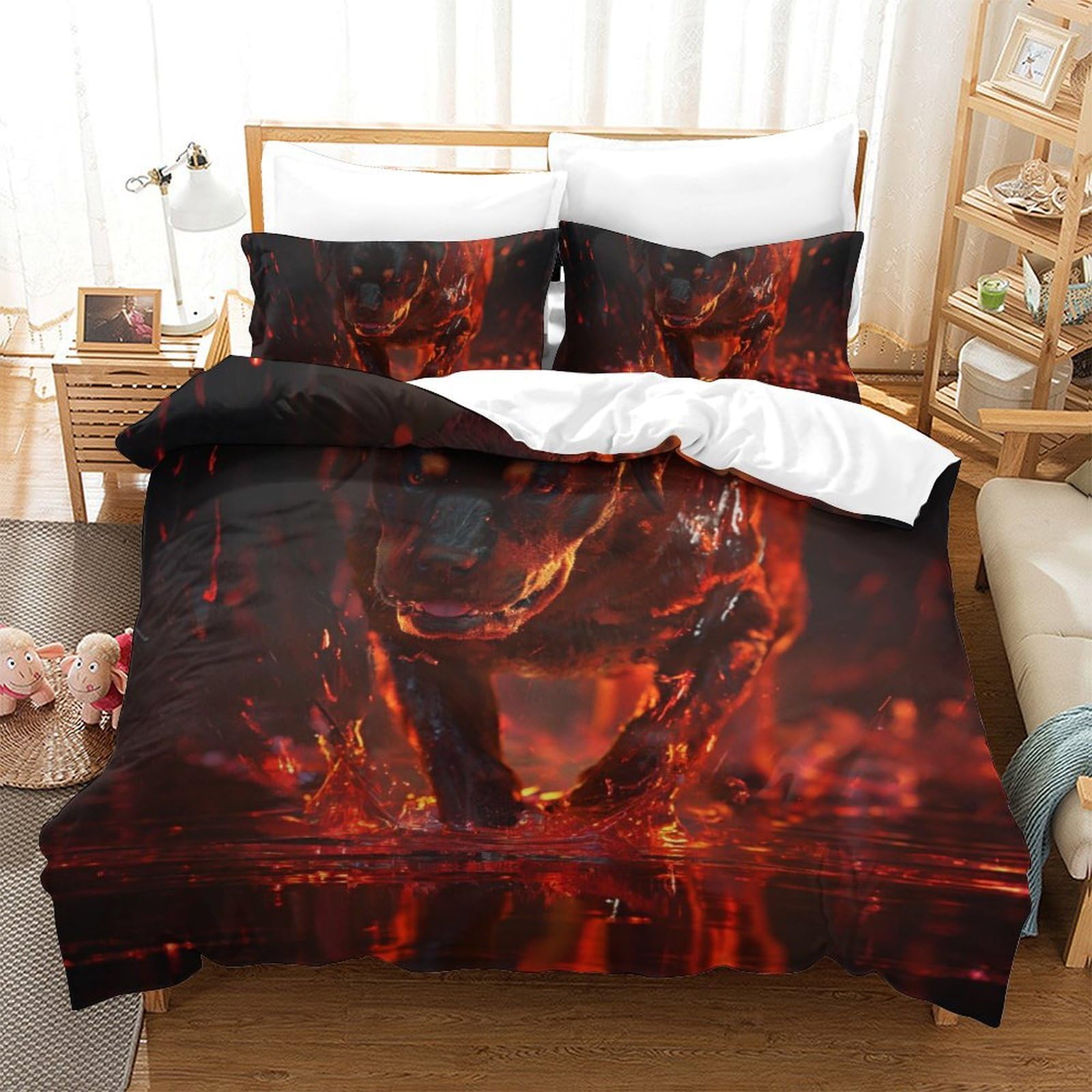 Housses de couettes en microfibre super douce et respirante chien Rowena