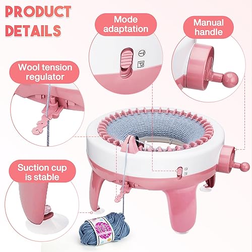 Miniatura 7 de Máquina de Tejer 40 Agujas, Telar Inteligente, Tabla de Tejer Giratoria de Doble Punto para Adultos/Niños, Kit de Regalo, para Tejer Chal, Sombrero