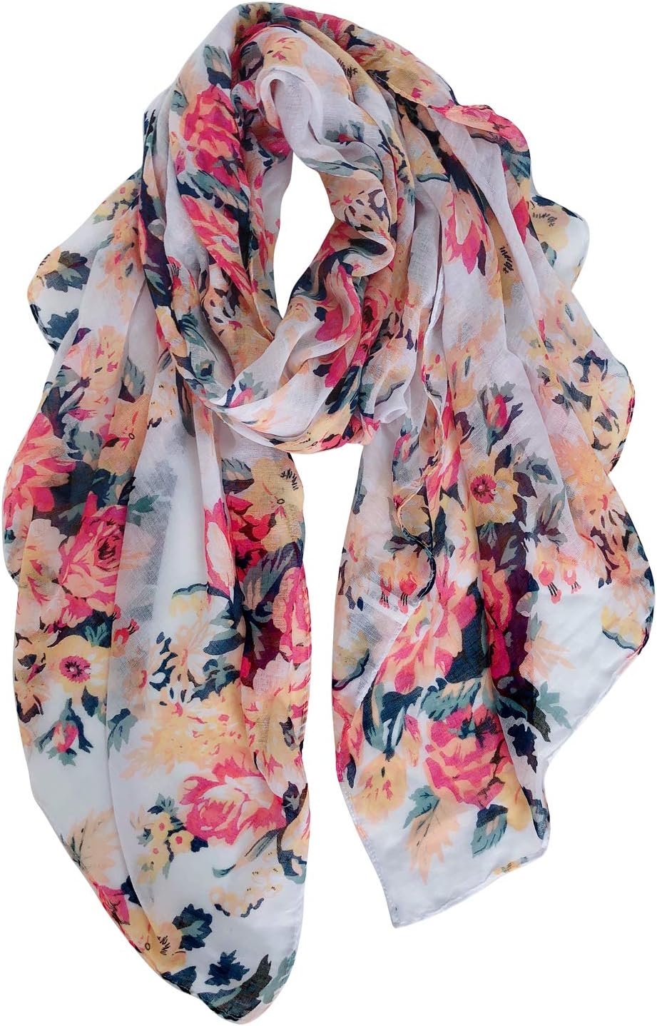 Spring Lightweight Scarves Fashion Flowers Print Women Shawl Wrap