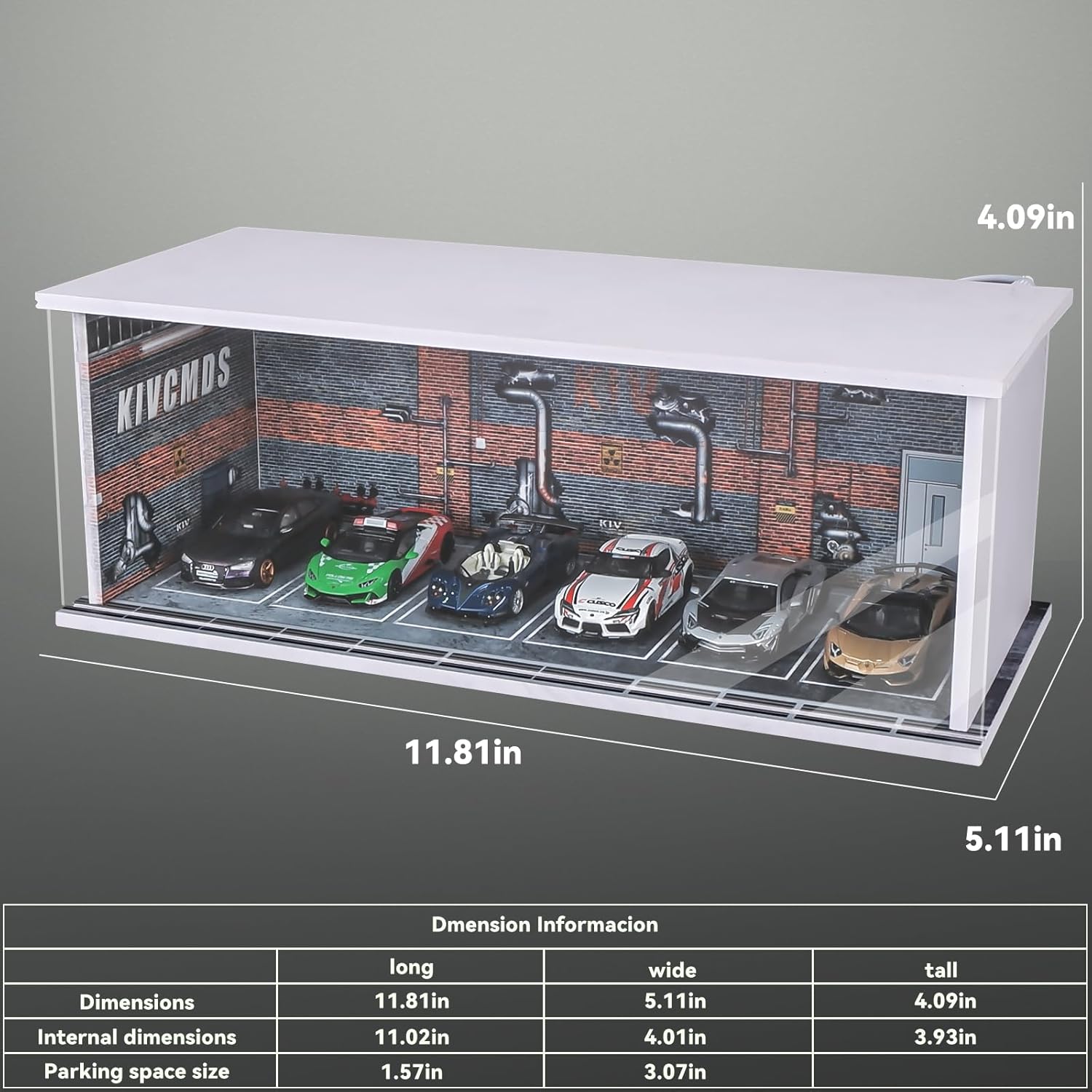 kivcmds Display Case for Hot Wheels,Matchbox,1/64 Scale Diecast Toy Cars Truck Diorama Garage Mini GT Nascar Collectibles Storage Box Parking-Dilapidated Factory Scenes