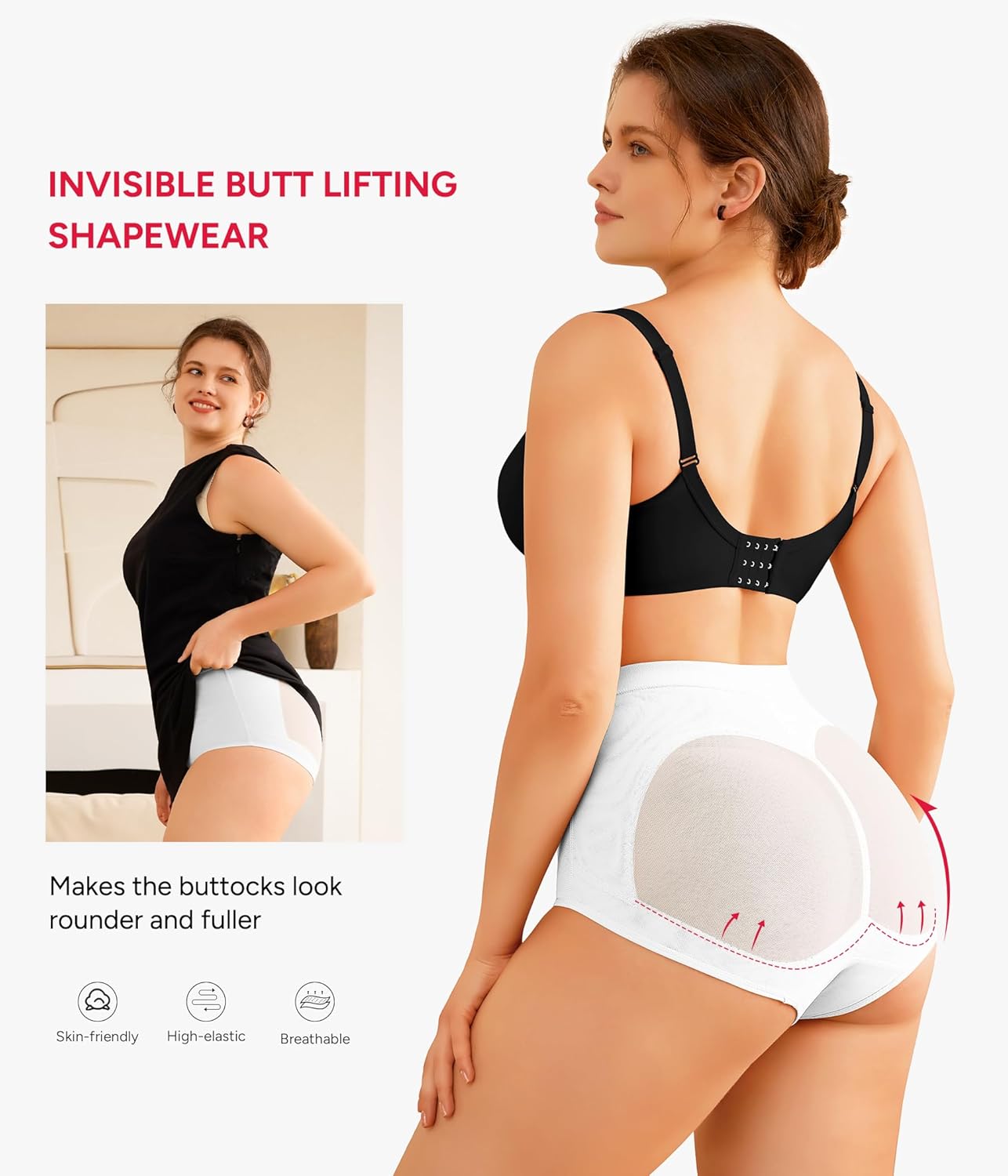 Nebility 2 Piece Tummy Control Shapewear Butt Lifting Underwear for Women Lower Belly Waist Trainer Seamless Faja Body Shaper - Image 4