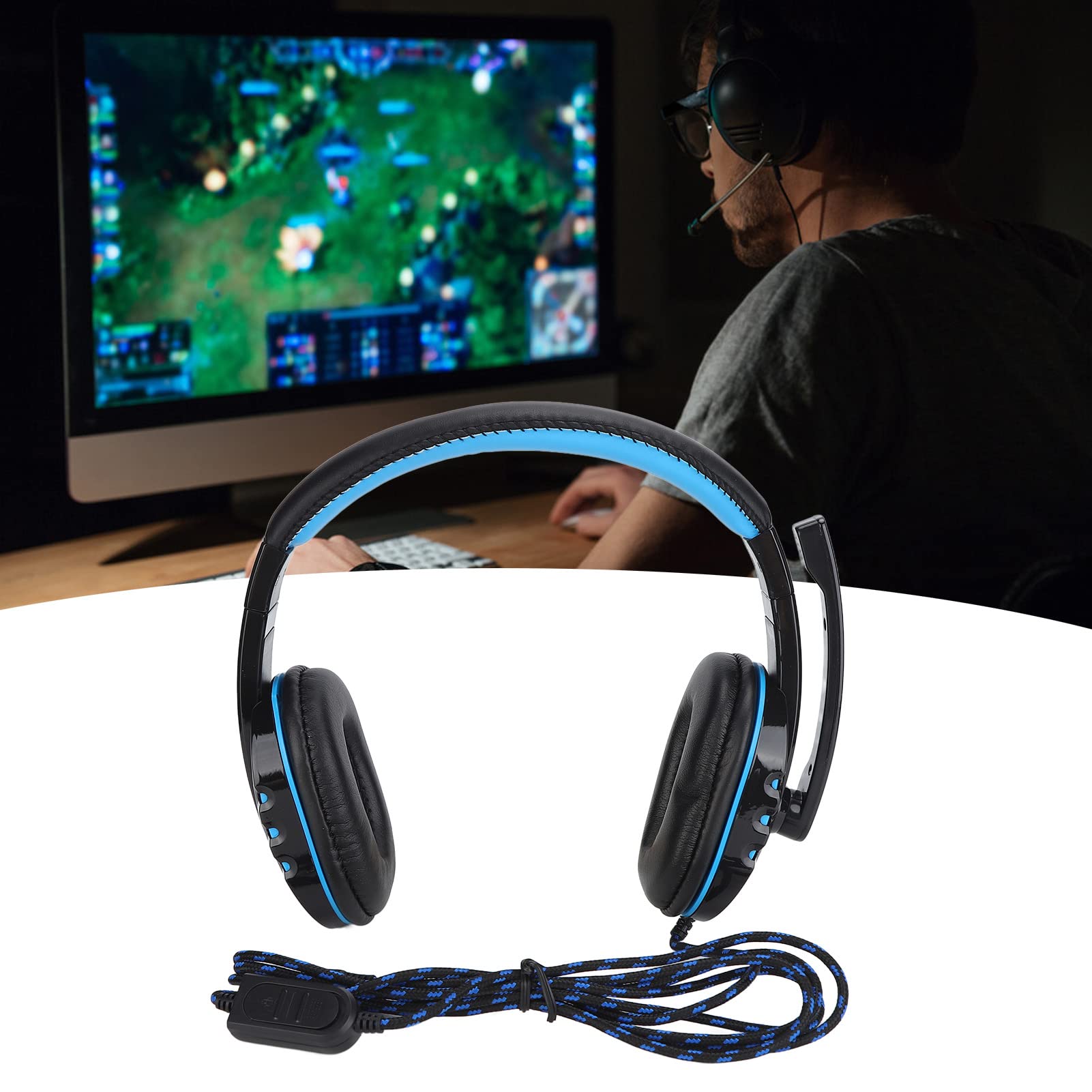 Casque de jeu filaire avec micro réglable, haute qualité sonore, HiFi, stéréo, suppression du bruit, cache-oreilles confortables, prise jack 3,5 mm, pour téléphones portables PUBG PC