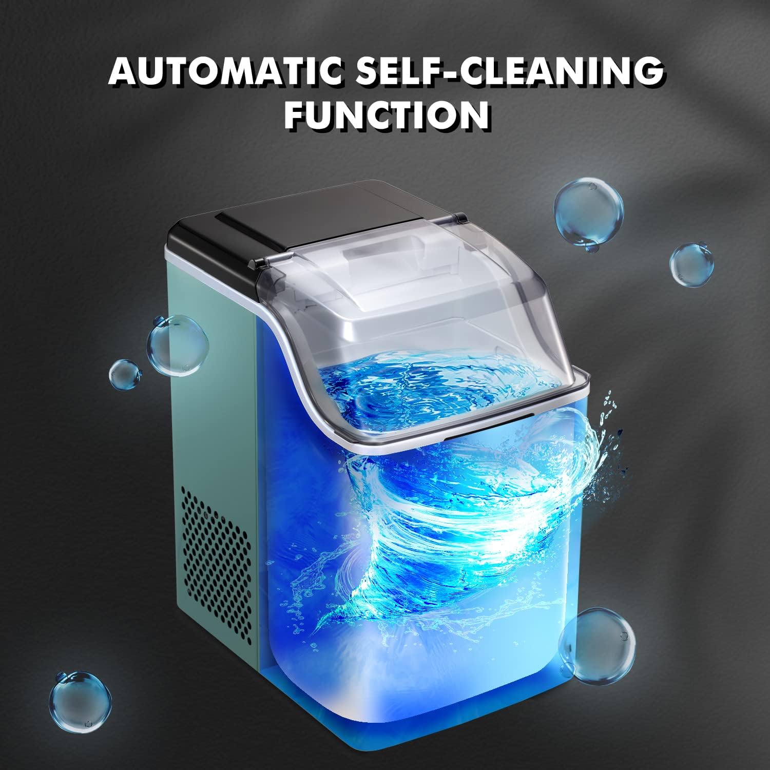 Nugget Ice Maker Countertop Ice Machine Pellet Ice Portable Self-Cleaning Compact Ice Machine, 44lbs/24h With Ice Scoop And Ice Basket For Kitchen/Office/Bar/Party(Green) on Fridge.com - View 5