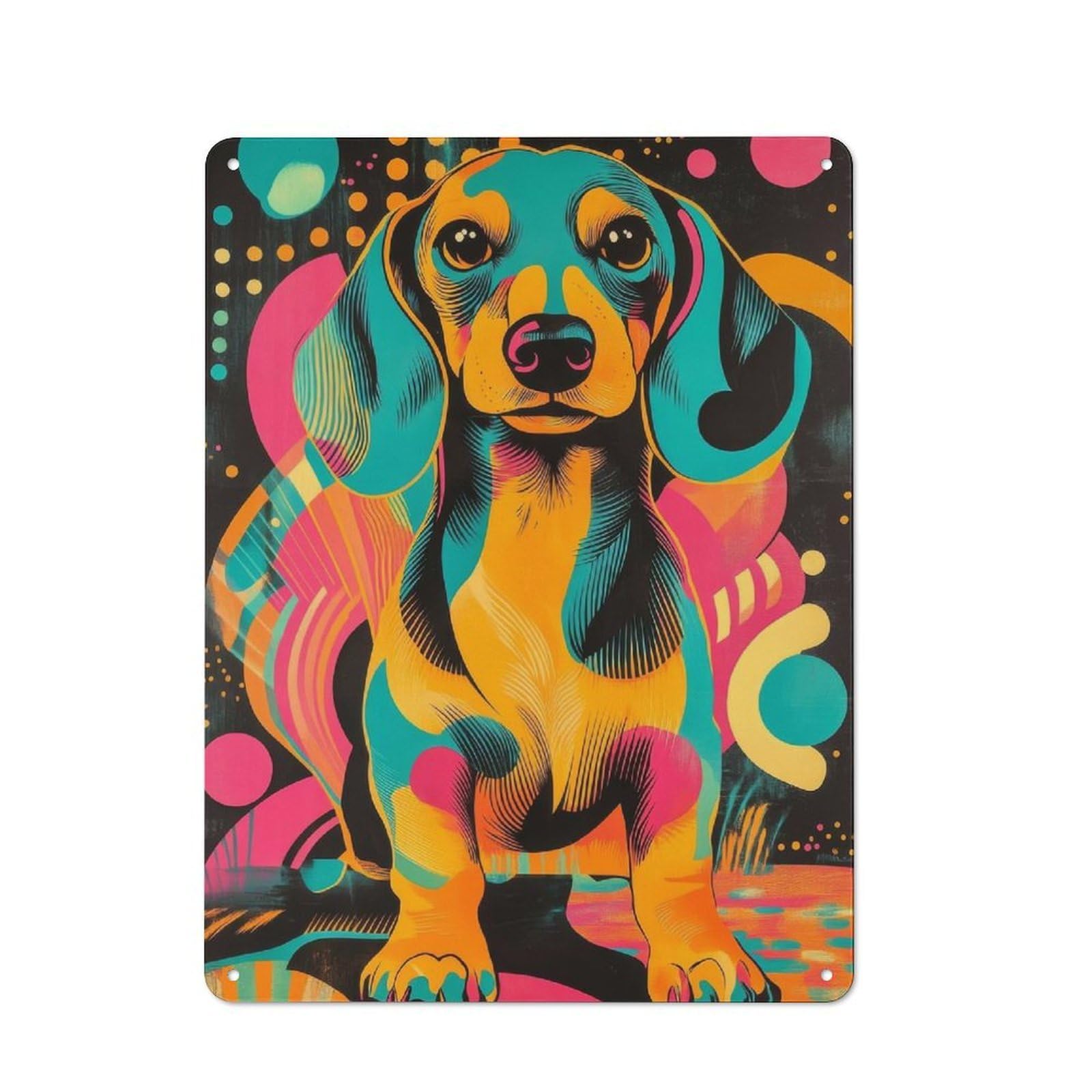 Junmoney Vibrant Dachshund Retro Tin Sign 40X30cm For Workshop Wall, For Home Interiors And Metal Sign Collectors
