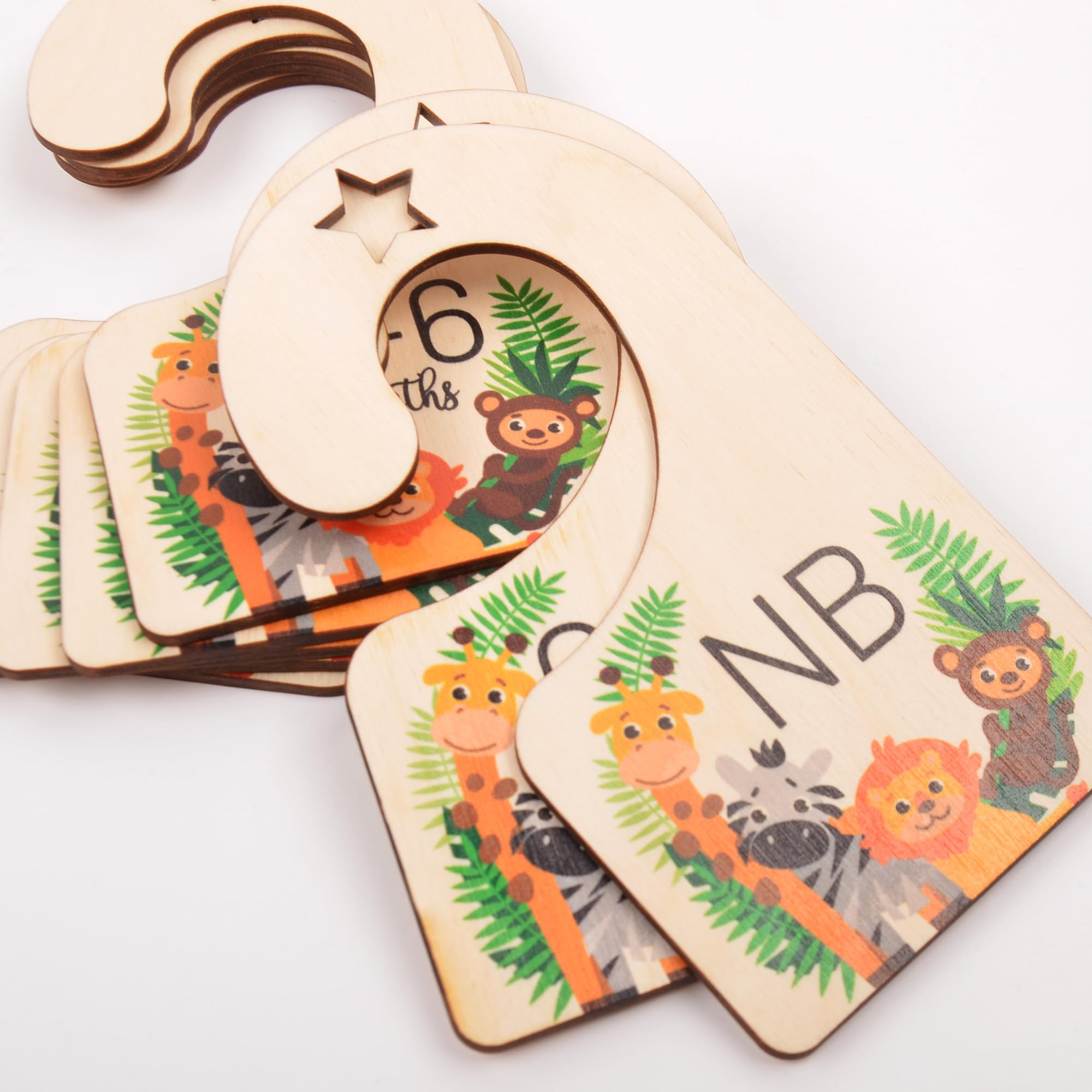 Baby Born Clothes Cloth Divider - Animal Theme Closet Dividers - 7 pieces Wooden Baby Closet Dividers from newborn to 24 Months