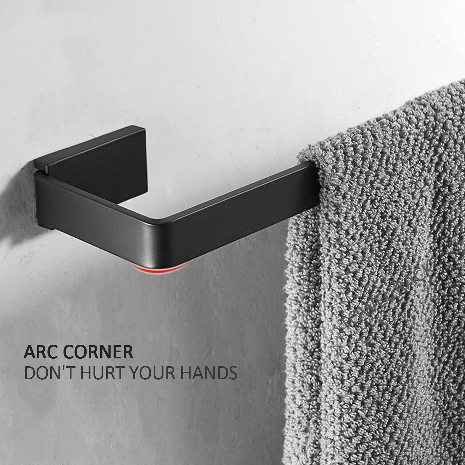 Barra portasciugamani Quadrata Singola montata a Parete, portasciugamani Nero per Accessori da Bagno e Cucina, 30 cm-80 cm, opzionale/70 cm
