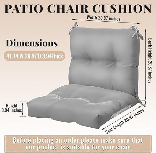 Miniatura 3 de Juego de 4 cojines para sillas de patio para muebles de interior y exterior, almohadillas de respaldo alto, impermeables, cómodos, cojines de