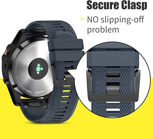 Miniatura 6 de ANCOOL Correa de reloj para Fenix 5Fenix 6Garmin Fenix 7 Band 0.866 in bandas de silicona suave compatibles con Garmin S62 Watch BandFenix 5 PLUS