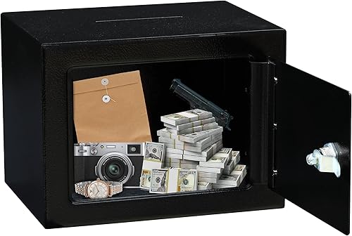 Miniatura 2 de Caja de seguridad ELLAIG pequeña caja de seguridad para dinero en efectivo, llaves, pistola, caja de seguridad 6.7" de profundidad x 9.05" de ancho