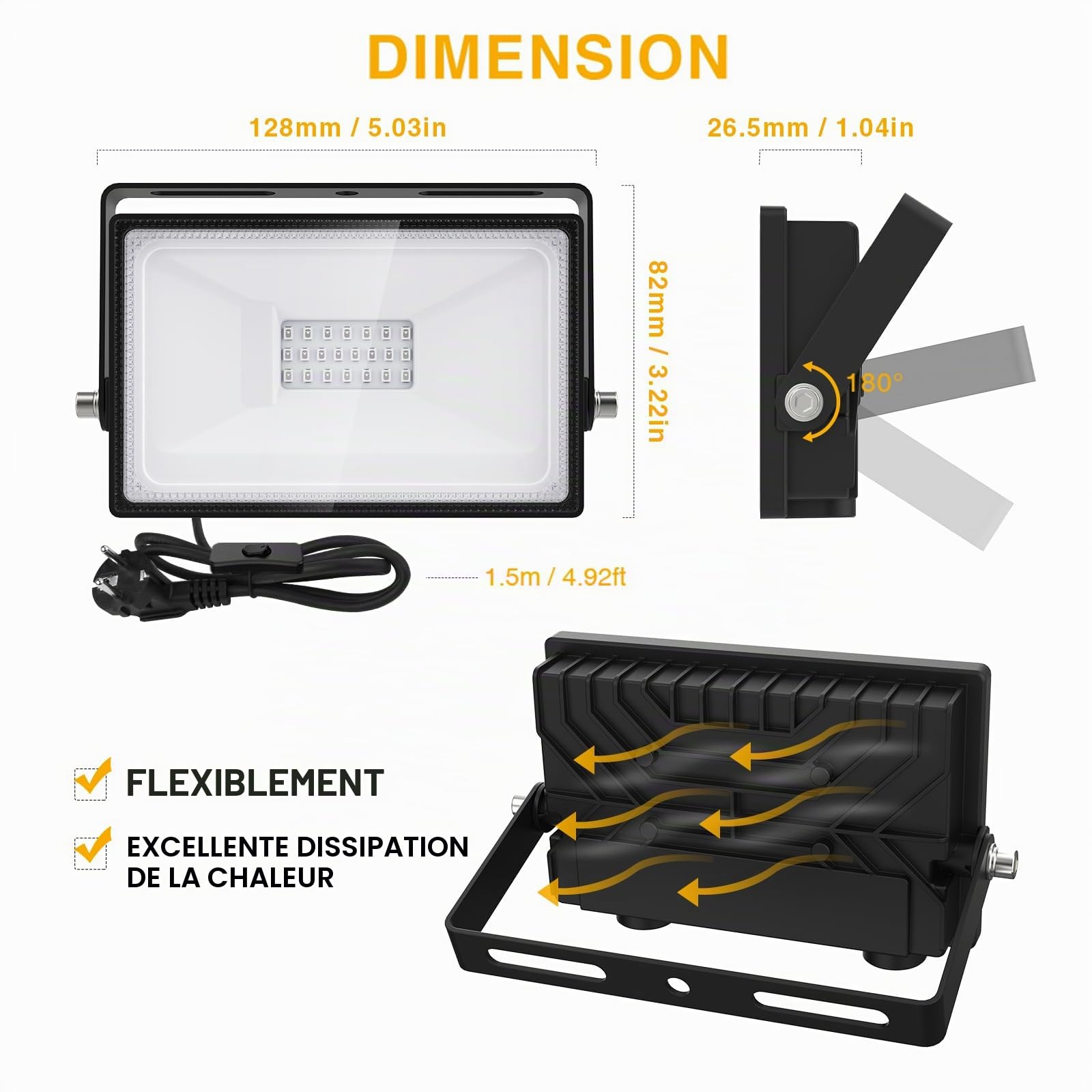 Onforu 20W Lumière Noire LED, Projecteur UV Extérieur, IP66 Étanche Lumiere Noire LED, Eclairage à Effet Ultra-violet pour Soirée, Peinture Fluo, Affiche Fluorescente, Néon, Bar, Fête, Halloween, 2pc