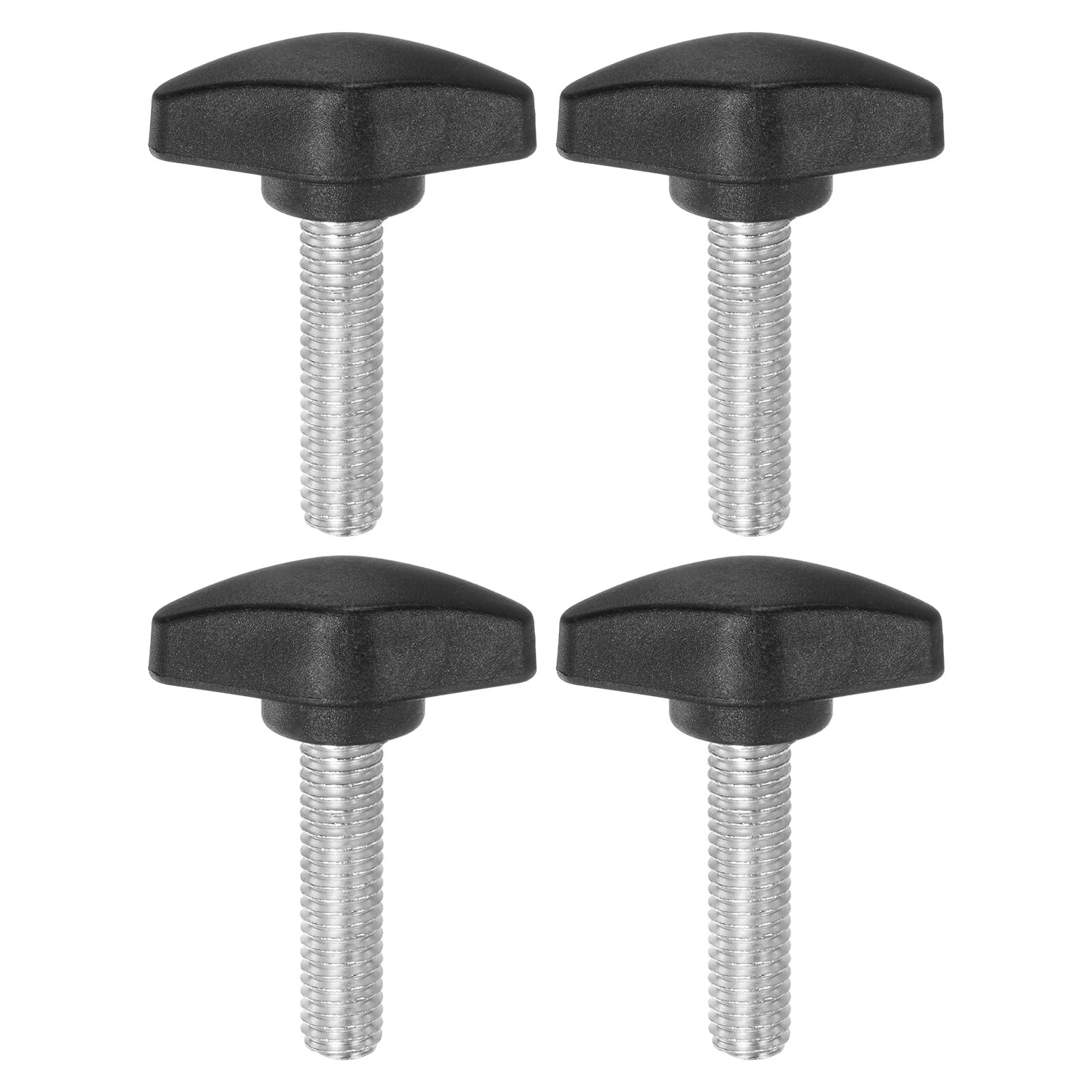 HARFINGTON 4pcs Tee Wing Knobs Thumb Screws M8 x 30mm Standard Male Thread Plastic T Knobs Handles Hand Clamping Thumbscrew, Black