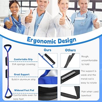 42 Inch Long Leg Lifter, Rigid Leg Lifter Strap With EVA Handgrips &Foot Loop, Leg Lifter After Hip Replacement&Knee Surgery Recovery Aids Kit,Leg Lifters Getting Legs In And Out Of Bed,Car,Wheelchair