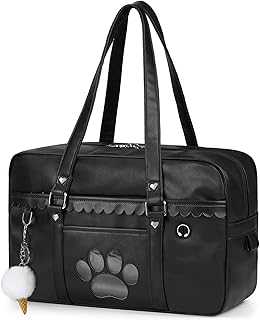 [NEWHEY] スクールバッグ 高校生 女子 スクバ 合皮 通学ボストンバッグ 大容量 A4収納 通学鞄 可愛い イヤホン穴付き アイスクリーム飾りを付き 修学旅行 学校 部活動 通塾 入学式 通学用 ブラック ブラウン