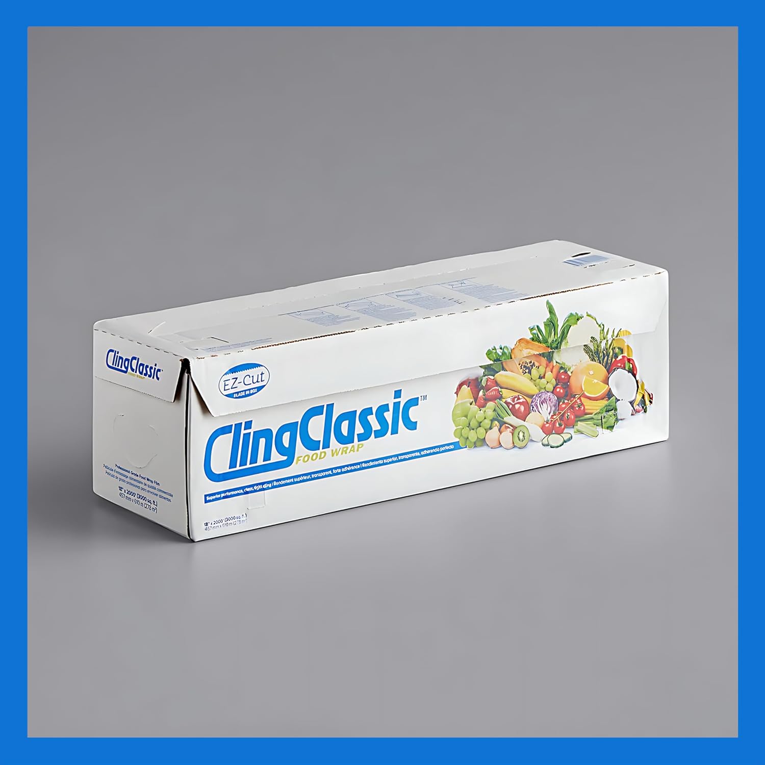 Cling Classic Plastic Wrap 18 in x 2000 ft Food Stretch Film Roll Clear ZipSafe Blade Cutter Easy to Cut Dispenser PVC BPA-Free Microwave & Freezer Safe Seal Home Commercial Use (18" x 2000')