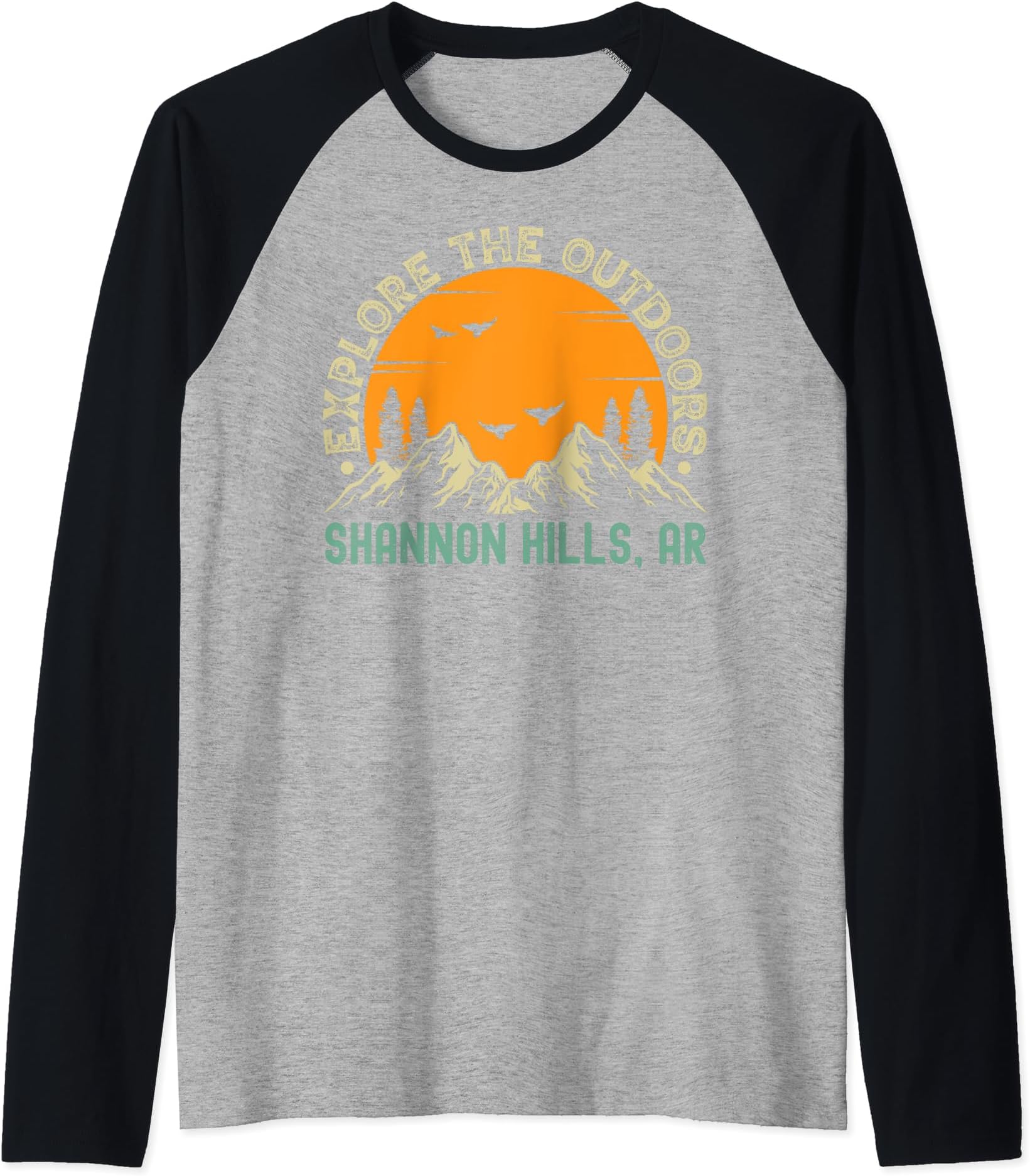 Shannon Hills, Arkansas - Explore The Outdoors Raglan Baseball Tee